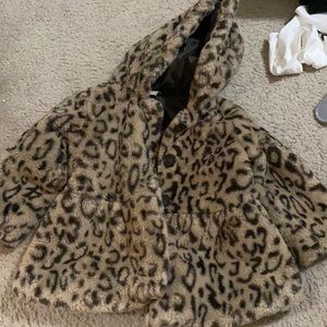 First impressions cheetah print peplum coat